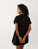 short puff sleeve bubble mini dress in black