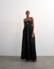 Topshop poplin strappy back volume maxi dress in black