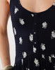 crinkle button up midi dress in mono ditsy floral print