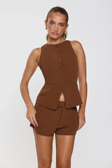Structure Tailored Vest Top Brown