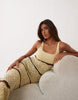 Miss Selfridge striped crochet midi dress in butter