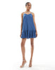 ONLY Tall dropped waist chambray mini dress in mid blue