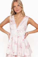 Natarsha Maxi Dress - White Pink Floral