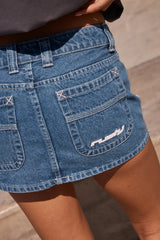 Rusty Flip Mommy Low Rise Mini Skirt Middy Blue/Baby Pink