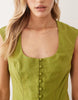 square neck button down mini sundress in dark lime