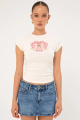 Luck & Trouble Strawberry Market Baby Tee White