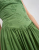 Topshop deep v-back strappy midaxi sundress with cording in green