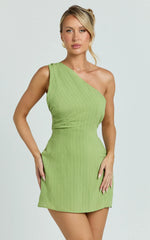 Eliana Mini Dress - Chain Back Slip Dress in Green