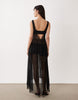 Miss Selfridge appliqué mesh maxi dress in black