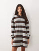 rugby polo mini dress in brown stripes