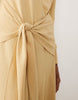 long sleeve full hem maxi dress with tie detail in Gold