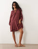 JDY tiered mini dress in dark red
