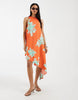 asymmetric hem volume mini dress in print