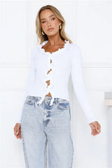Irresistible Energy Knit Long Sleeve Top White