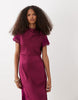 Vero Moda cap sleeve lace skirt detail satin maxi dress in purple