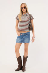 Rusty Blazed Stripe Baby Polo Tee Multi Stripe