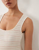 Mamalicious Maternity square neck jersey crochet midi dress in cream and multi color stripes