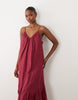 YAS tiered a-line cami maxi dress in beetroot red