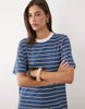 short sleeve T-shirt maxi dress in navy striped print
