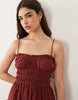 Faith beach shirred mini sundress in burgundy