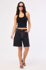 Perfect Stranger Longline Denim Short Washed Grey