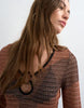 Topshop knit abstract mesh long sleeve maxi dress in burnt orange