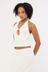 Luck & Trouble Thessia Tie Halter Top White