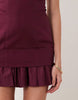 cotton sateen strapless mini sundress with ruffle hem in plum