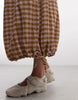 COLLUSION shirred cap sleeve midi dress in textured green plaid