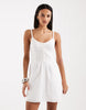 Hollister strappy button front mini dress in white check
