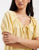 ONLY linen blend dropped hem mini dress in pale yellow