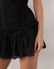 Aria Cove chiffon trim ruffle drop waist tie detail mini dress in black