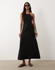 Miss Selfridge linen mix halter maxi dress in black