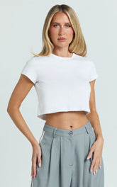 Danzel Top - Boxy Fit Cap Sleeve Crop Top in White