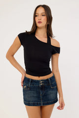 Worship Metalx Low Rise Micro Skirt Dirty Midnight Blue
