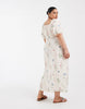 Vero Moda Curve puff sleeve tie front detail maxi dress in cream floral print