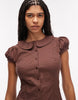 COLLUSION shirt dress with micro frill skirt in brown