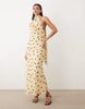 Gina Tricot scarf neck maxi dress in yellow polka dot