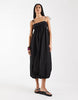 Reclaimed Vintage maxi cami smock dress with bubble hem and bows in black