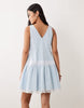 Miss Selfridge lace mix chambray denim dress in blue wash