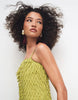 all over embellished cami midi dress in olive green