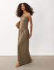 Brave Soul strapless maxi drop waist jersey dress in brown