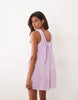 poplin scoop ruched neck mini sundress in washed lilac