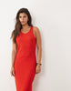 rib knit racer back maxi dress in red