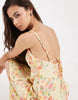 Vero Moda Tall ruched bust detailing cami midi dress in yellow based floral print