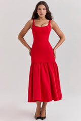 scarlet dropped waist midi dress