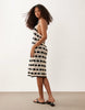 crochet knit mini dress in polka dot print
