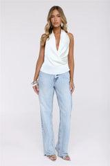 Daylight Darling Satin Halter Top White