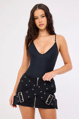 Neovision Mode Crossed Belt Mini Skirt Washed Black