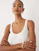 YAS scoop neck satin maxi dress in white